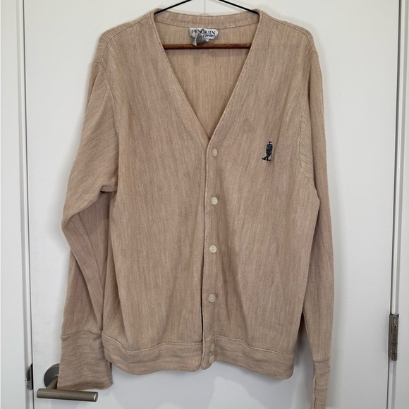 Original Penguin Sweaters - Vintage Penguin Sports Golf Embroidered Cream Knit Sweater